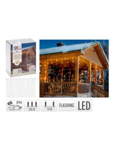 Cortina Multifunción, Exterior, Flash, Blanco Cálido, 189 LEDS, 2 x 0,7 m HOME & STYLING