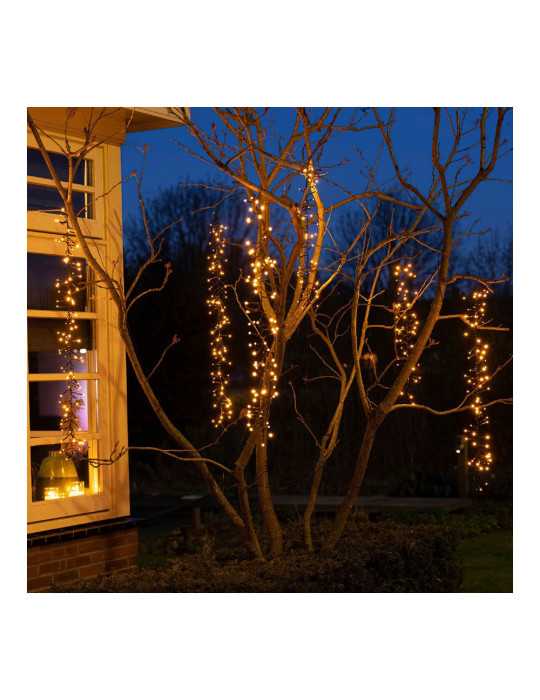 Cortina Multifunción, Exterior, Especial para Arboles, Forma Cascada, Luz Cálida, 480 LEDS, 2 m LUMINEO