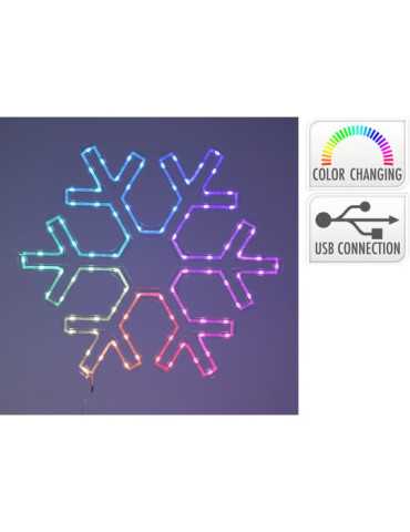 Adorno LED Copo de Nieve 50 x 43 cm, RGB, 90 LED, Conexión USB. BASICS