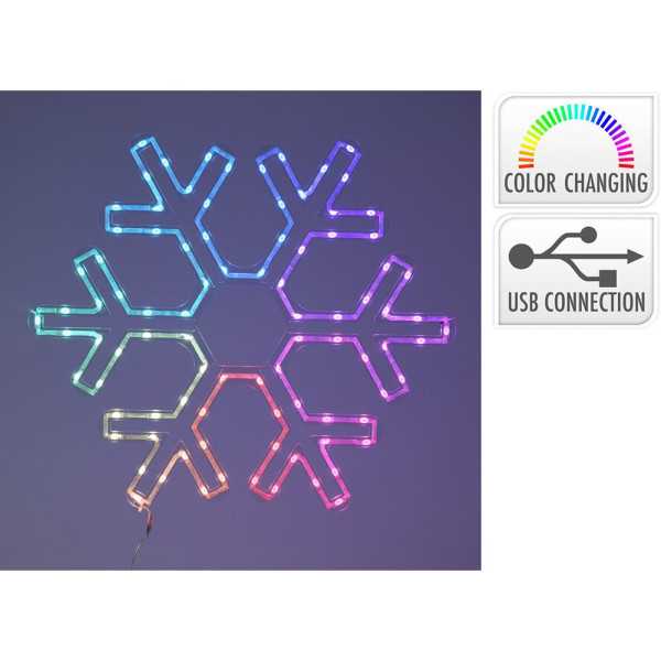 Adorno LED Copo de Nieve 50 x 43 cm, RGB, 90 LED, Conexión USB. BASICS