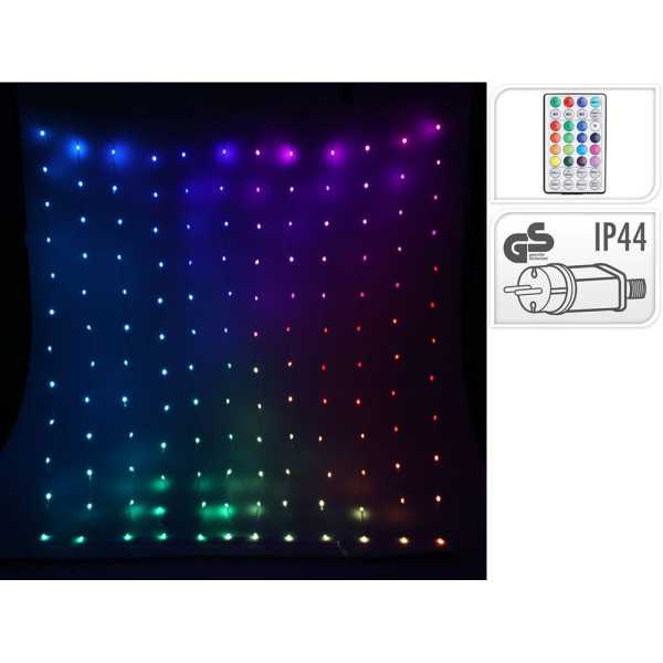 Cortina LED RGB Multifunción, 400 LEDS, con Mando A Distancia, Exterior, 2 x 2 m BASICS