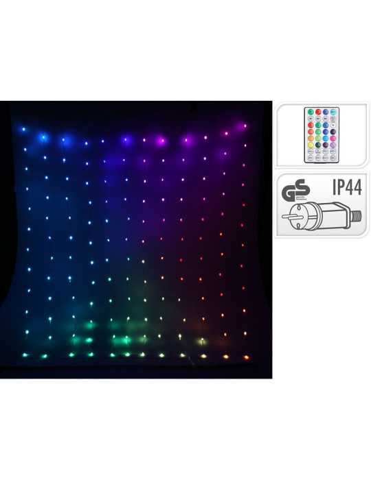 Cortina LED RGB Multifunción, 400 LEDS, con Mando A Distancia, Exterior, 2 x 2 m BASICS
