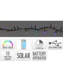 Guirnalda LED Solar 480 LEDS 13 Funciones Parpadeante Exterior Multicolor Cable Verde 20 m BASICS