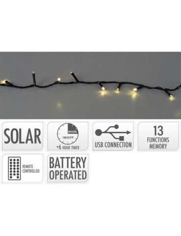 Guirnalda Solar Recargable, 480 LEDS, Multifunción, Luz Cálida, Exterior, 21,6 m BASICS