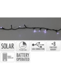 Guirnalda LED Solar 400 LEDS 13 Funciones Parpadeante Exterior Blanco Frio Cable Verde 20 m BASICS