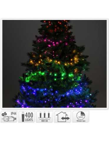Guirnalda LED, 7 Secciones de COLOR,IP44 , 400 LEDS, 220V, 8m. BASICS