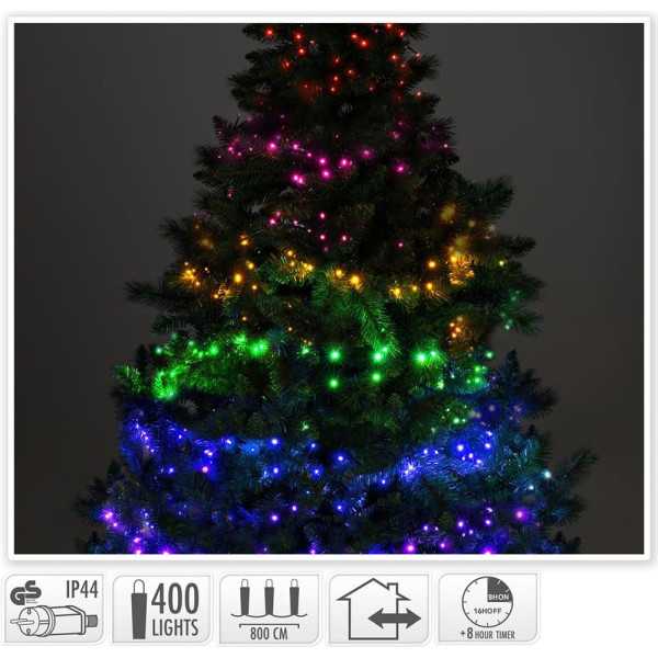 Guirnalda LED, 7 Secciones de COLOR,IP44 , 400 LEDS, 220V, 8m. BASICS