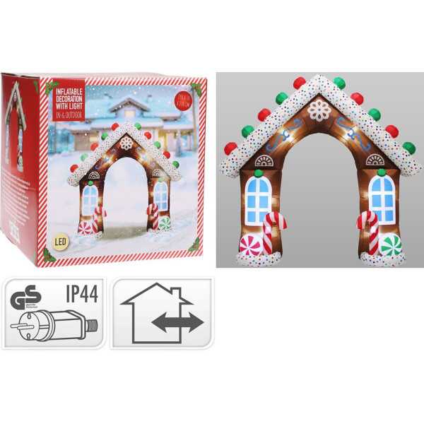 Figura Hinchable con LED para Exterior, Casita Caramelo, 290 x 70 x 270 cm BASICS