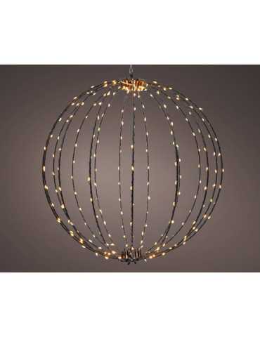 Adorno LED Colgante Bola, de Marco Metálico Negro Exterior Ø38 cm LUMINEO