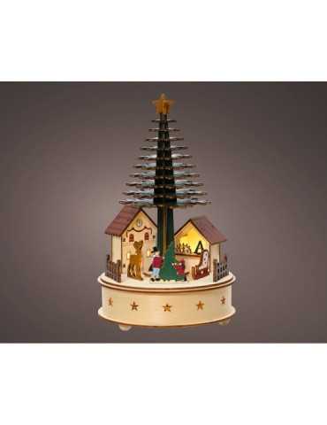 Casita Microled con Árbol Navidad, con Música y Movimiento, Ø15 x 25 cm LUMINEO