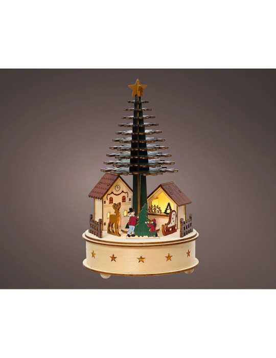 Casita Microled con Árbol Navidad, con Música y Movimiento, Ø15 x 25 cm LUMINEO