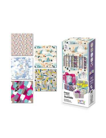 Lote de 50 Unidades Papel Regalo, 5 Modelos, 70 x 100 cm, 50 uds, Caja PARTY PRODUCTS