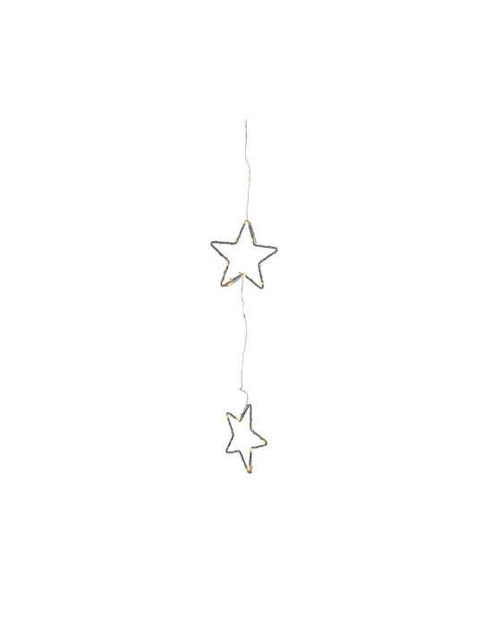 Cortina de LED con Estrellas, Fija, Luz Cálida, 252 LEDS, Exterior, 2 m Color Plateado LUMINEO
