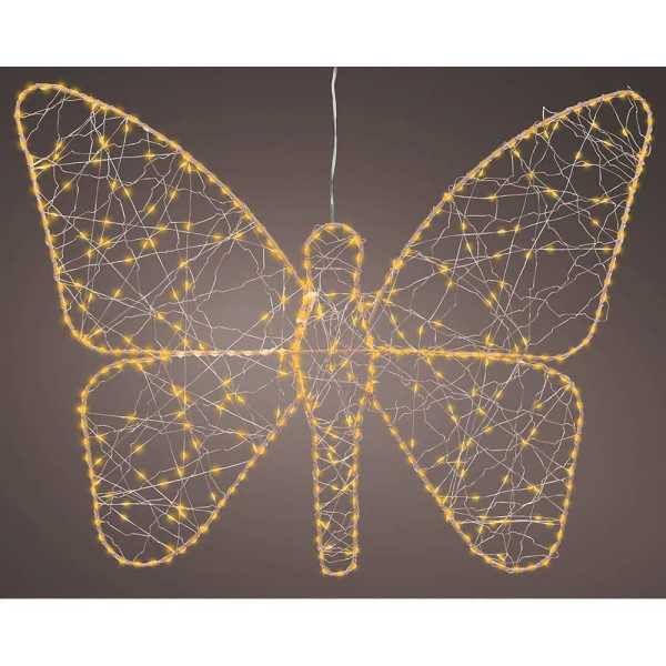 Luz LED Decorativa Mariposa de Metal 436 LED, Exterior, Microled, Dorada 43 x 58 cm LUMINEO
