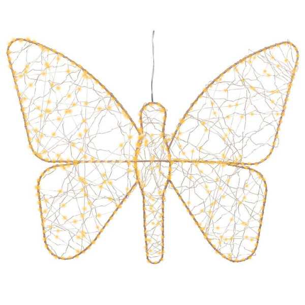 Luz LED Decorativa Mariposa de Metal 436 LED, Exterior, Microled, Dorada 43 x 58 cm LUMINEO