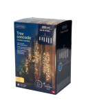 Cortina Multifunción, Exterior, Especial para Arboles, Forma Cascada, Oro Suave, 480 LEDS, 2 m LUMINEO