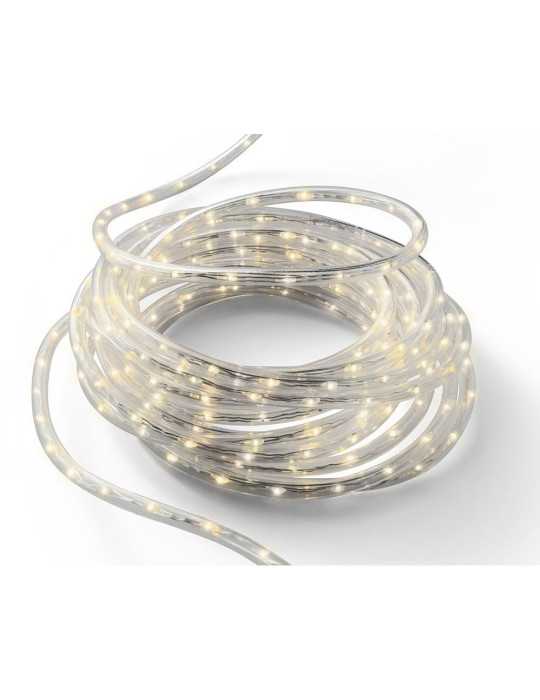 Cordón de Luces LED Blanco Cálido, Uso Exterior, 567 LEDS, 8 Funciones, Alambre Plateado, 9 m LUMINEO