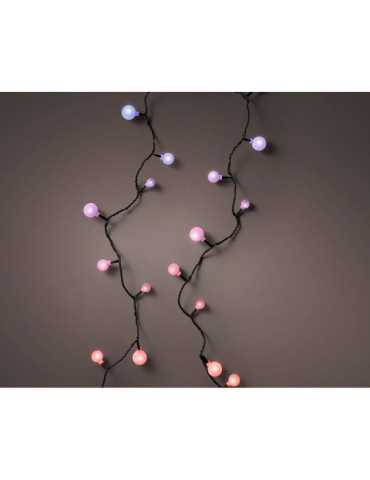 Guirnalda Multifunción, Uso Exterior, Cherry, Multicolor, Cable Negro, 120 LEDS, 9 m LUMINEO