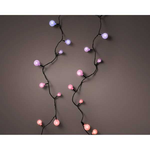 Guirnalda Multifunción, Uso Exterior, Cherry, Multicolor, Cable Negro, 120 LEDS, 9 m LUMINEO