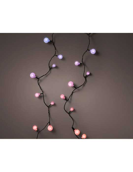Guirnalda Multifunción, Uso Exterior, Cherry, Multicolor, Cable Negro, 120 LEDS, 9 m LUMINEO