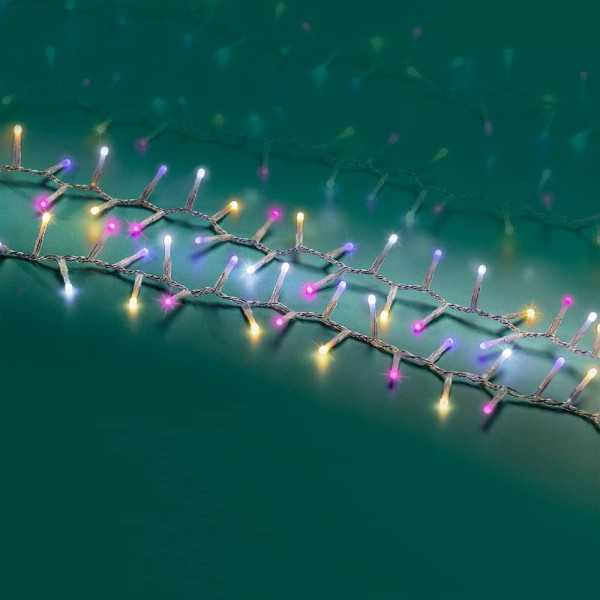 Guirnalda Multifunción, Uso Exterior, Basic, Multicolor Rosa, Cable Transparente, 500 LEDS, 16 m LUMINEO