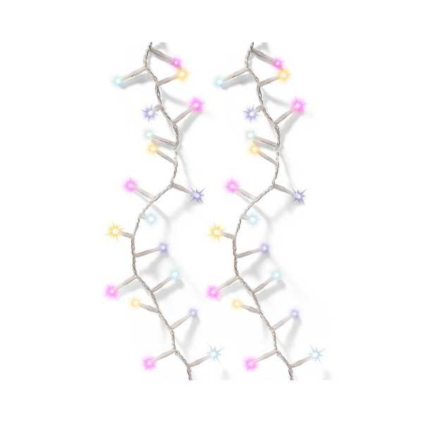 Guirnalda Multifunción, Uso Exterior, Basic, Multicolor Rosa, Cable Transparente, 500 LEDS, 16 m LUMINEO