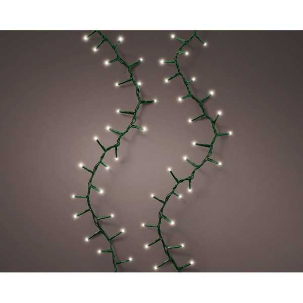 Guirnalda LED Compact Connect (Interconectable) Multifunción 500 LEDS Luz Cálida con Efecto Intermitente Cable Verde LUMINEO