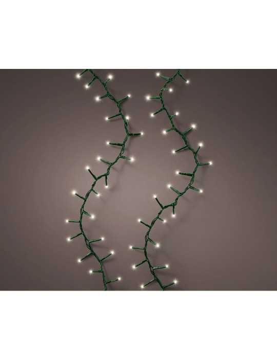 Guirnalda LED Compact Connect (Interconectable) Multifunción 500 LEDS Luz Cálida con Efecto Intermitente Cable Verde LUMINEO