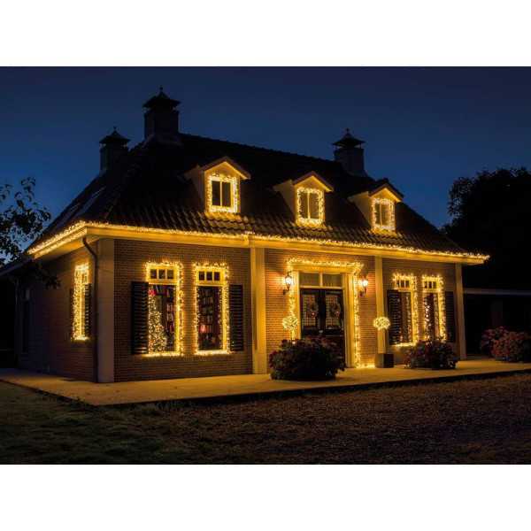 Guirnalda LED Compact Connect (Interconectable) Multifunción 500 LEDS Luz Cálida con Efecto Intermitente Cable Verde LUMINEO
