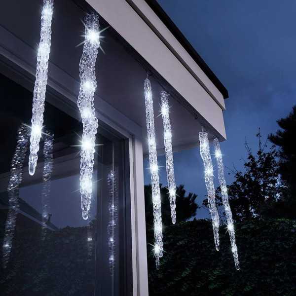 Cortina LED Carámbanos 60 LEDS, Luz Fría, Exterior, 3,6 m LUMINEO