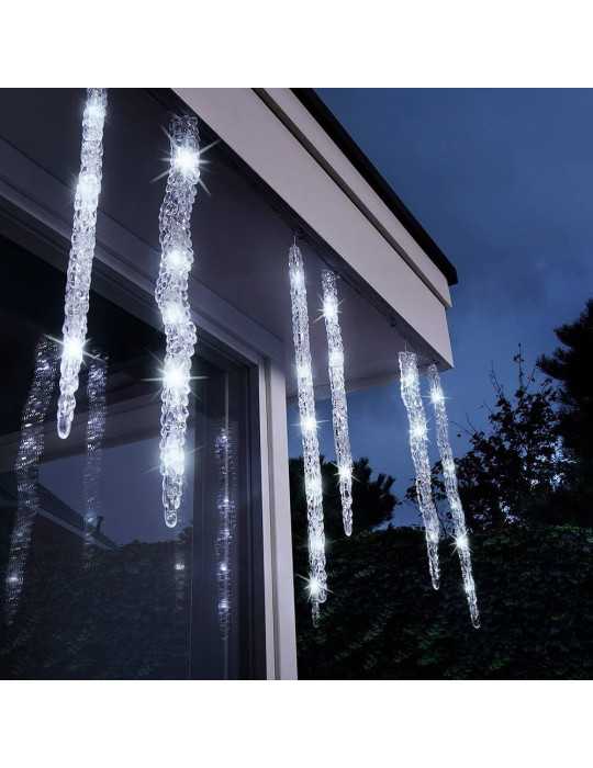 Cortina LED Carámbanos 60 LEDS, Luz Fría, Exterior, 3,6 m LUMINEO
