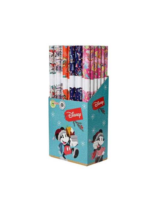 Lote de 60 Unidades Papel Regalo Infantil, Disney con Motivos Navideños, 5 Modelos, 70 x 200 cm, 60 uds, Caja BASICS