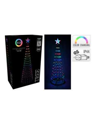 Árbol de Navidad 154 LEDS RGB Negro, Exterior, Ø?50 x 150 cm BASICS