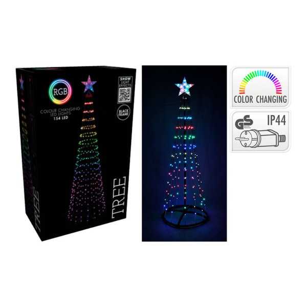 Árbol de Navidad 154 LEDS RGB Negro, Exterior, Ø?50 x 150 cm BASICS