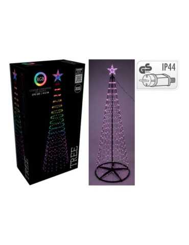 Árbol de Navidad 370 LEDS RGB Negro, Exterior, Ø70 x 210 cm BASICS