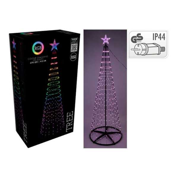 Árbol de Navidad 370 LEDS RGB Negro, Exterior, Ø70 x 210 cm BASICS