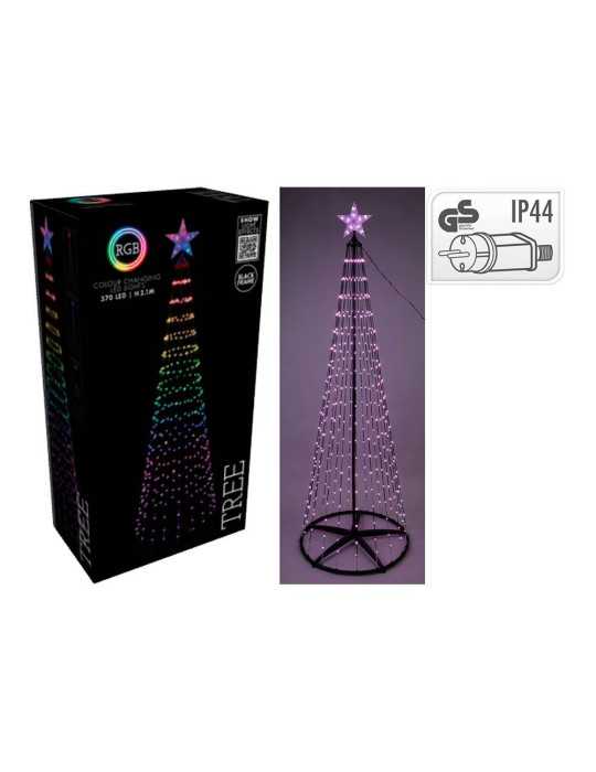 Árbol de Navidad 370 LEDS RGB Negro, Exterior, Ø70 x 210 cm BASICS