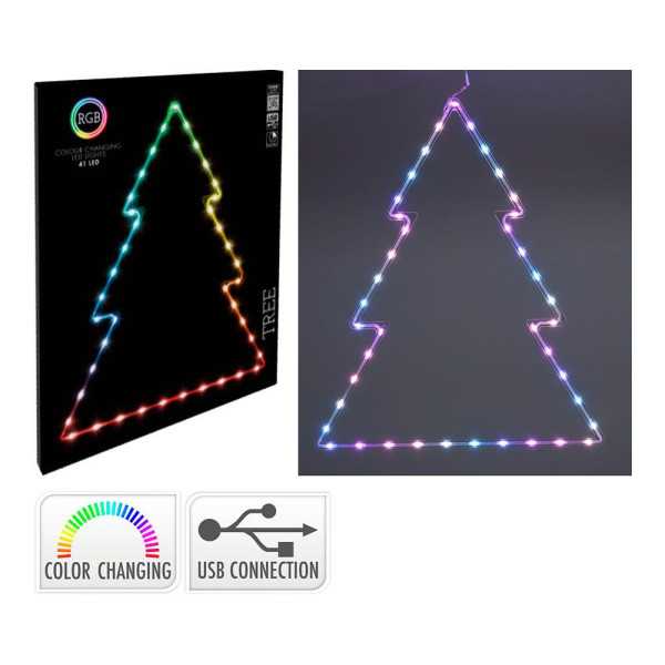 Árbol de Navidad RGB 41 LEDS, Multifunción, Interior, 48 x 60 cm BASICS