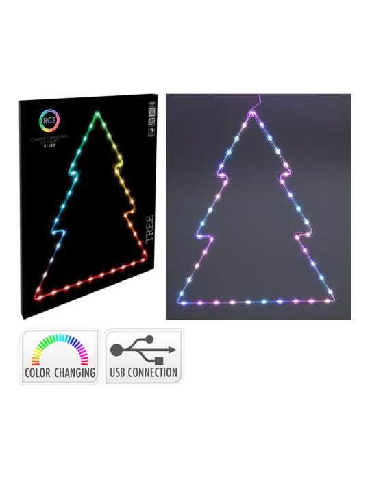 Árbol de Navidad RGB 41 LEDS, Multifunción, Interior, 48 x 60 cm BASICS