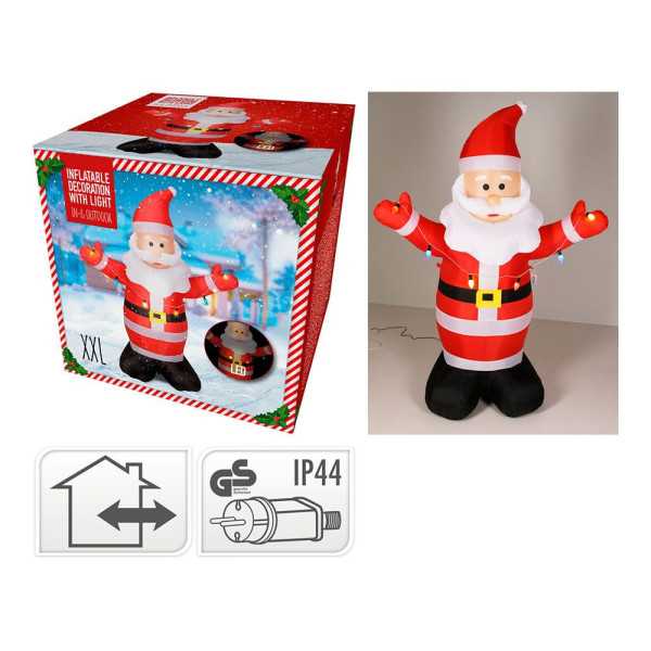 Figura Hinchable con LED para Exterior, Papa Noel, 120 x 70 x 190 cm BASICS