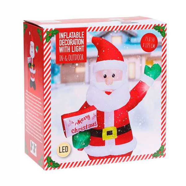 Figura Hinchable con LED para Exterior, Papa Noel, 75 x 50 x 125 cm BASICS