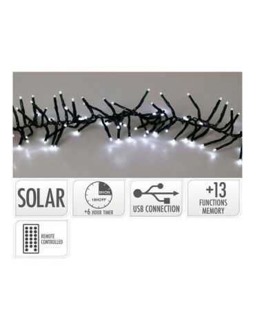 Guirnalda Solar Recargable, 768 LEDS, Multifunción, Luz Fría, Exterior, 5,6 m BASICS