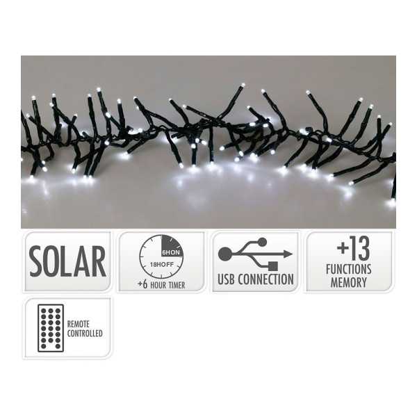 Guirnalda Solar Recargable, 768 LEDS, Multifunción, Luz Fría, Exterior, 5,6 m BASICS