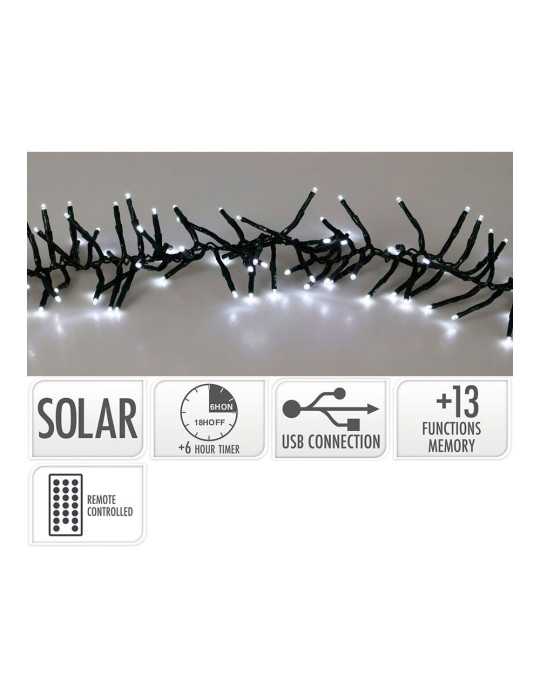 Guirnalda Solar Recargable, 768 LEDS, Multifunción, Luz Fría, Exterior, 5,6 m BASICS