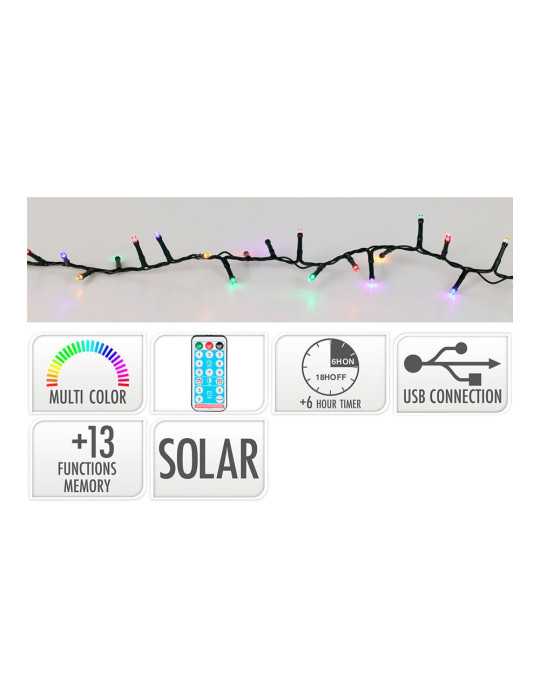 Guirnalda Solar Recargable, 768 LEDS, Multifunción, Multicolor, Exterior, 5,6 m BASICS