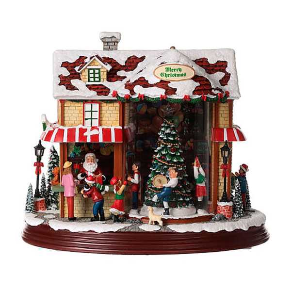 Escena Navideña Papá Noel, con Luz LED Cálida, Movimiento y Música, A Pilas o USB, 26 cm BASICS