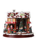 Escena Navideña Papá Noel, con Luz LED Cálida, Movimiento y Música, A Pilas o USB, 26 cm BASICS