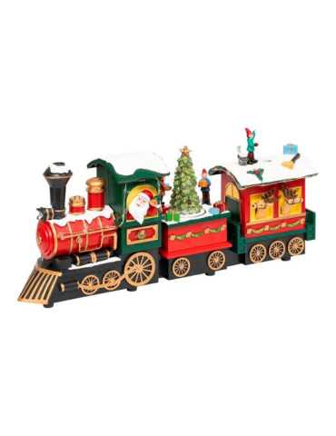 Figura Navideña Locomotora con Luz y Movimiento, A Pilas o USB, Modelos Variados, 38 x 10 x 17 cm BASICS