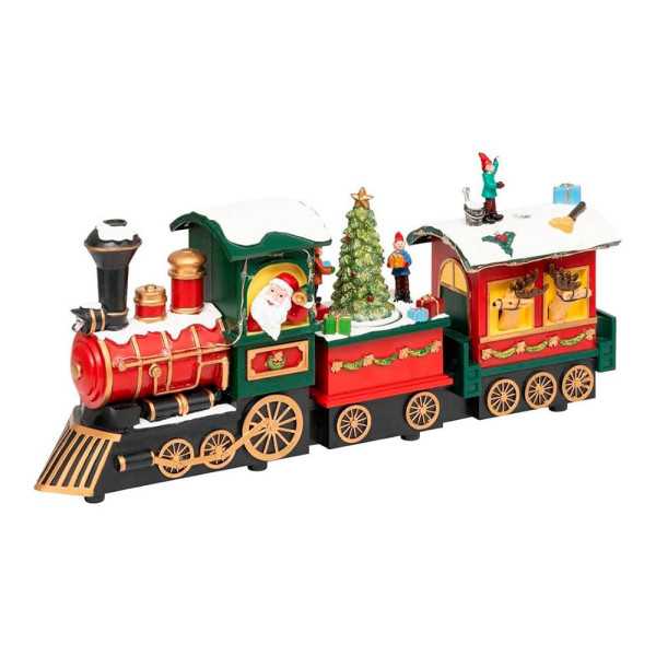 Figura Navideña Locomotora con Luz y Movimiento, A Pilas o USB, Modelos Variados, 38 x 10 x 17 cm BASICS