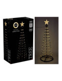 Árbol de Navidad con Estrella, 154 LEDS, Luz Blanca Extra Cálida, Uso Exterior, Negro, Ø50 x 150 cm BASICS